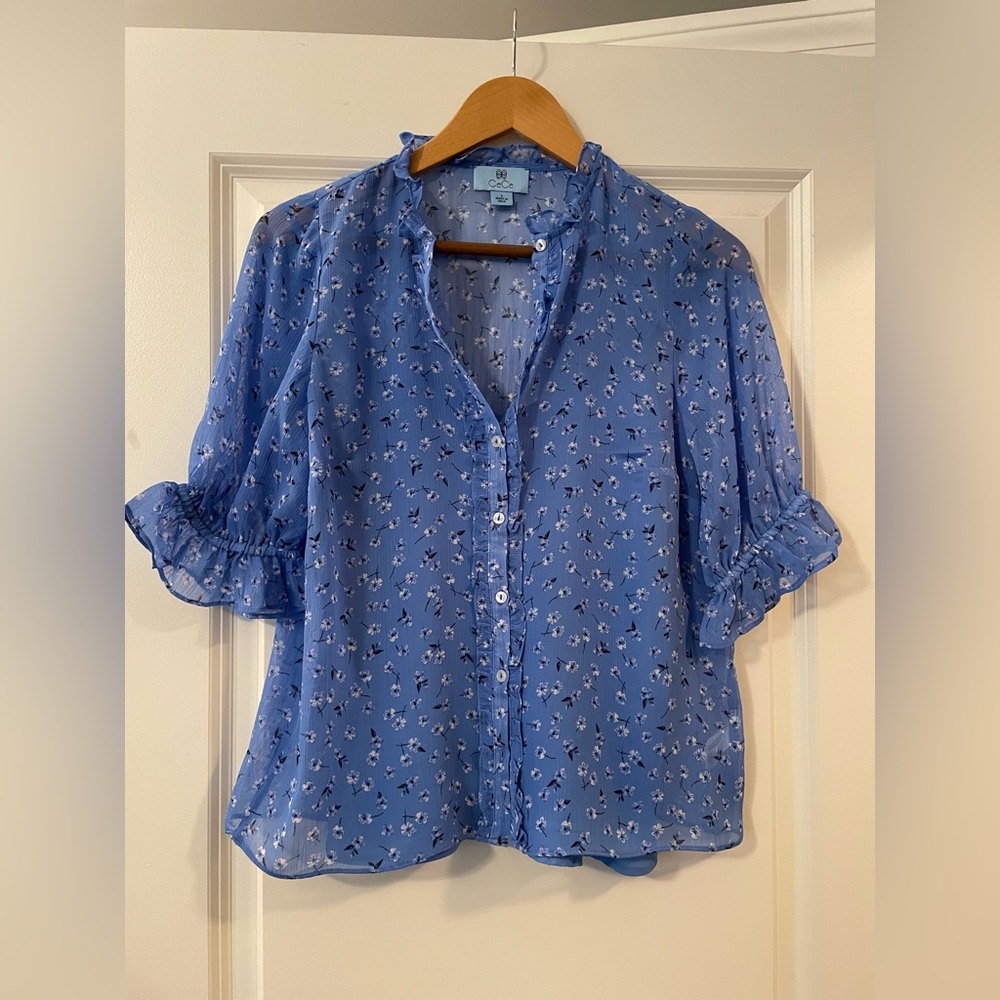 CeCe Ruffle 3/4 Sleeve Blouse NWOT